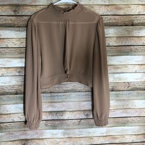 Honey Punch Smocked Neck Front Knot Top